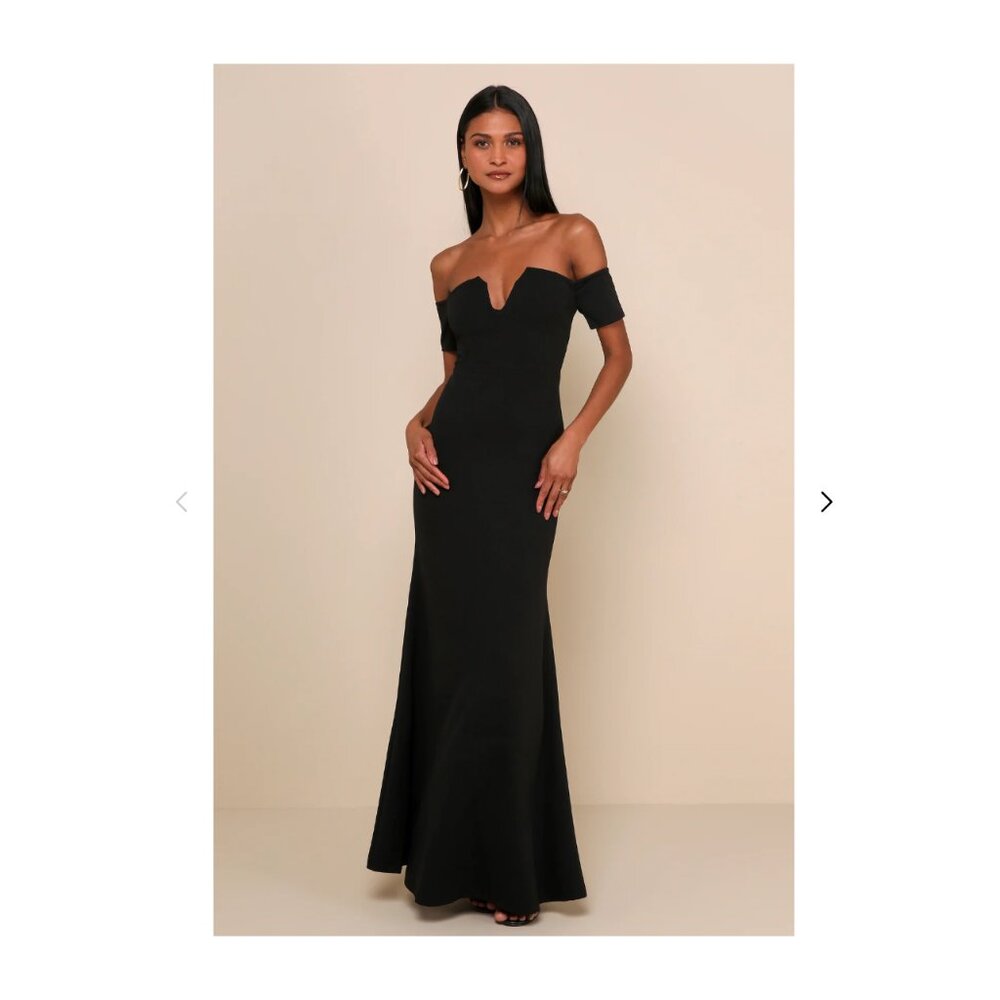 Lulu's Black Off-the-Shoulder Maxi Dress (NWT)